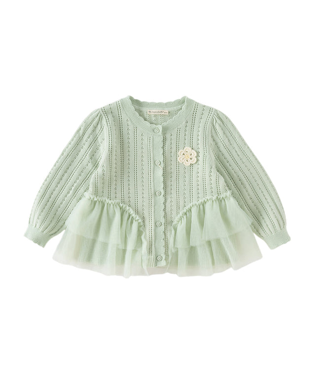Toddler Girls Cute Green Versatile Mesh Sweater Cardigans