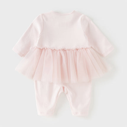 Baby Girls Light Pink Cute Mesh Dress-style Rompers