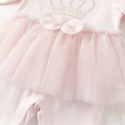 Baby Girls Light Pink Cute Mesh Dress-style Rompers