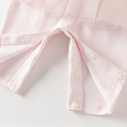 Baby Girls Light Pink Cute Mesh Dress-style Rompers