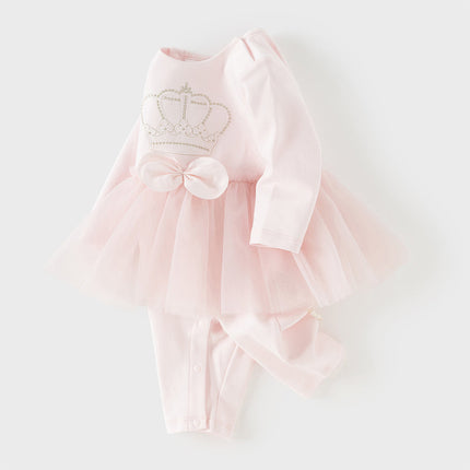 Baby Girls Light Pink Cute Mesh Dress-style Rompers