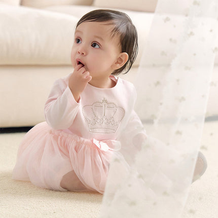 Baby Girls Light Pink Cute Mesh Dress-style Rompers