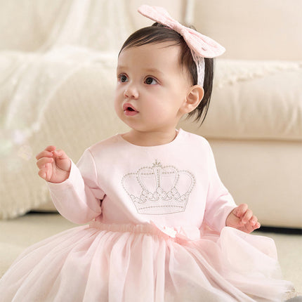 Baby Girls Light Pink Cute Mesh Dress-style Rompers
