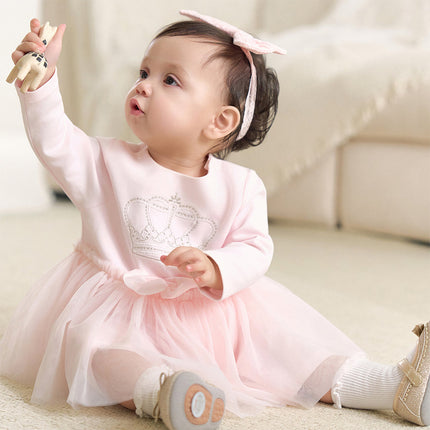 Baby Girls Light Pink Cute Mesh Dress-style Rompers