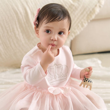 Baby Girls Light Pink Cute Mesh Dress-style Rompers