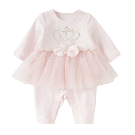 Baby Girls Light Pink Cute Mesh Dress-style Rompers