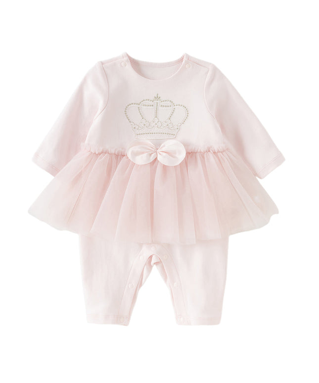 Baby Girls Light Pink Cute Mesh Dress-style Rompers