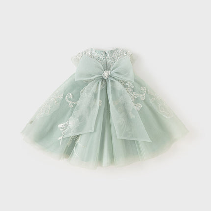 Toddler Girls Summer Noble Green Sequin Flower Fluffy Princess Party Dress