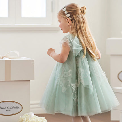 Toddler Girls Summer Noble Green Sequin Flower Fluffy Princess Party Dress