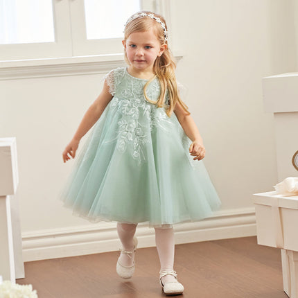 Toddler Girls Summer Noble Green Sequin Flower Fluffy Princess Party Dress