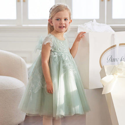 Toddler Girls Summer Noble Green Sequin Flower Fluffy Princess Party Dress