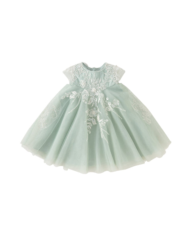 Toddler Girls Summer Noble Green Sequin Flower Fluffy Princess Party Dress