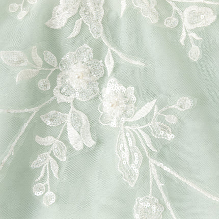 Toddler Girls Summer Noble Green Sequin Flower Fluffy Princess Party Dress