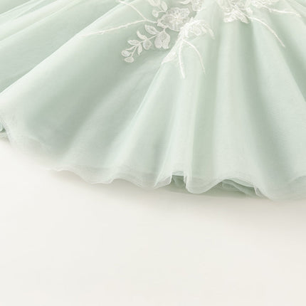 Toddler Girls Summer Noble Green Sequin Flower Fluffy Princess Party Dress