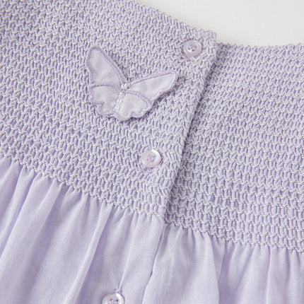 Girls Summer Cotton Light Purple Butterfly Sleeveless Princess Dress