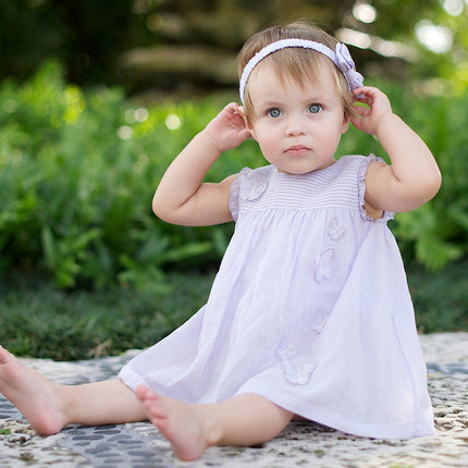 Girls Summer Cotton Light Purple Butterfly Sleeveless Princess Dress