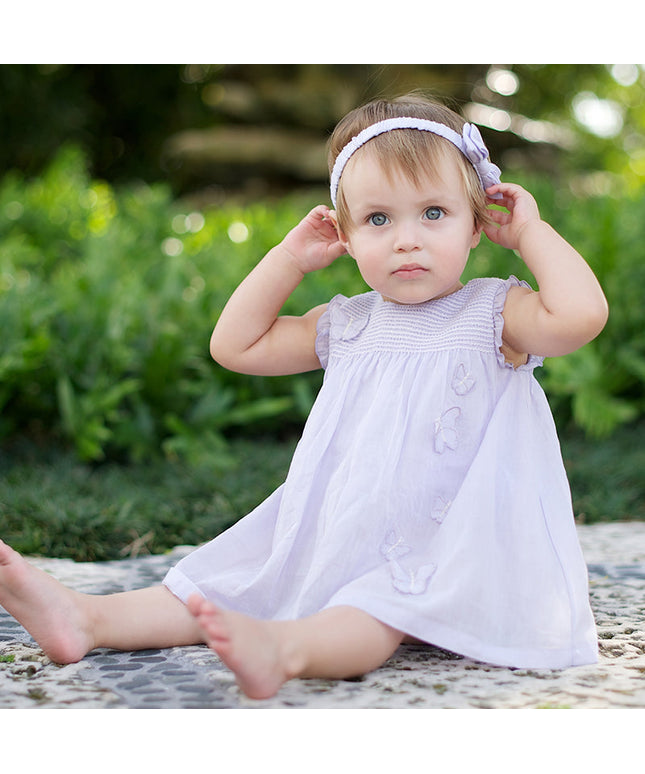 Girls Summer Cotton Light Purple Butterfly Sleeveless Princess Dress