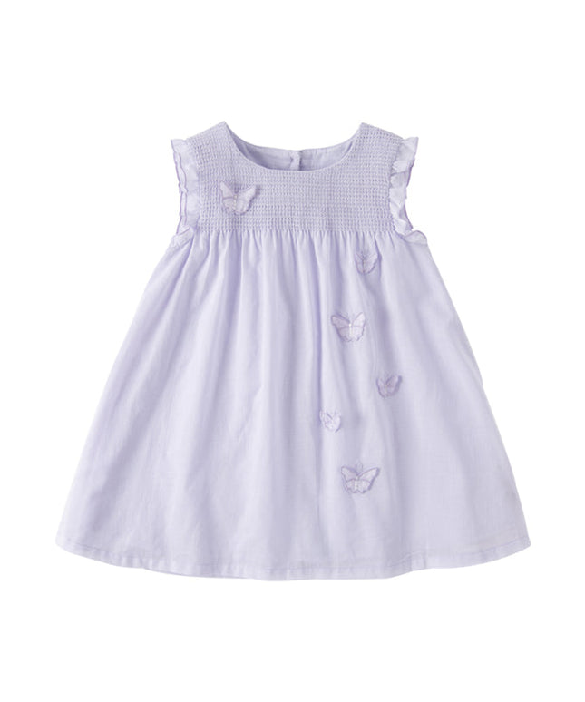 Girls Summer Cotton Light Purple Butterfly Sleeveless Princess Dress