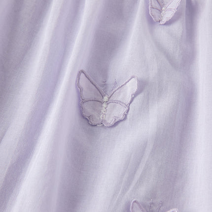 Girls Summer Cotton Light Purple Butterfly Sleeveless Princess Dress