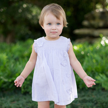 Girls Summer Cotton Light Purple Butterfly Sleeveless Princess Dress