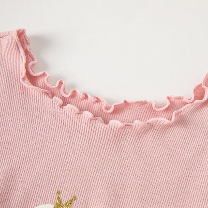 Kids Girls Summer Swan Print Pink Mesh Birthday Party A-line Dress