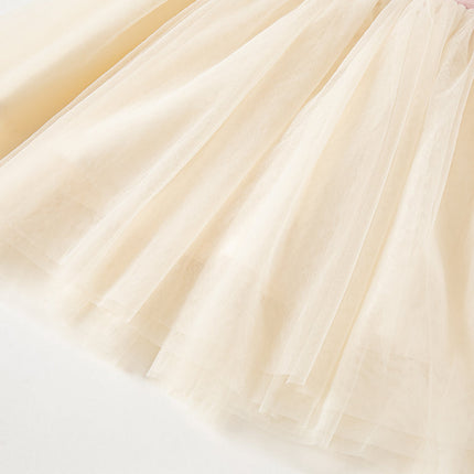 Kids Girls Summer Swan Print Pink Mesh Birthday Party A-line Dress