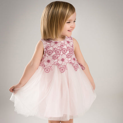 Toddler Girls Summer Purple Sleeveless Mesh Birthday Party Dress