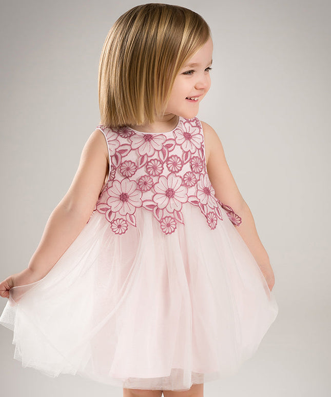 Toddler Girls Summer Purple Sleeveless Mesh Birthday Party Dress