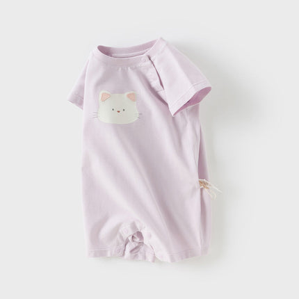 Babyy Girls/Boys Summer Purple/Green Short-sleeved Loose Rompers