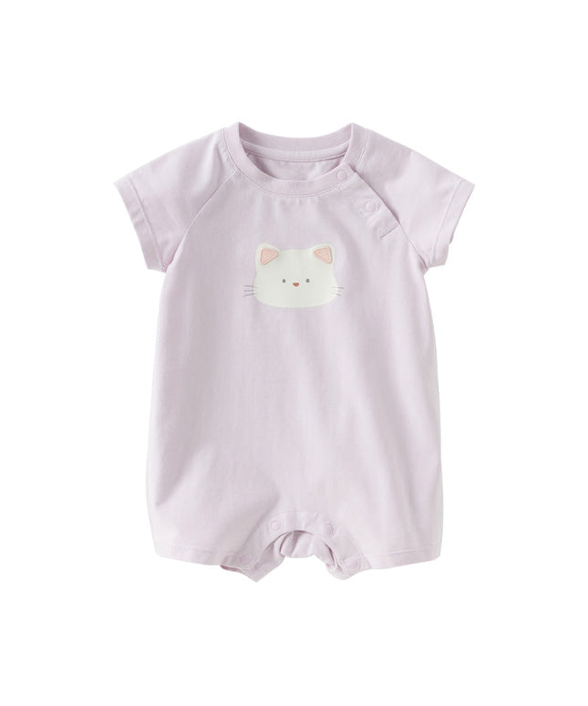 Babyy Girls/Boys Summer Purple/Green Short-sleeved Loose Rompers
