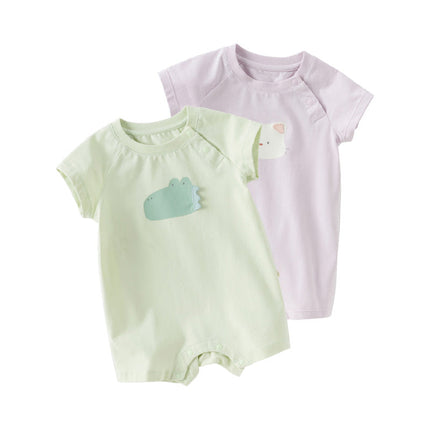 Babyy Girls/Boys Summer Purple/Green Short-sleeved Loose Rompers