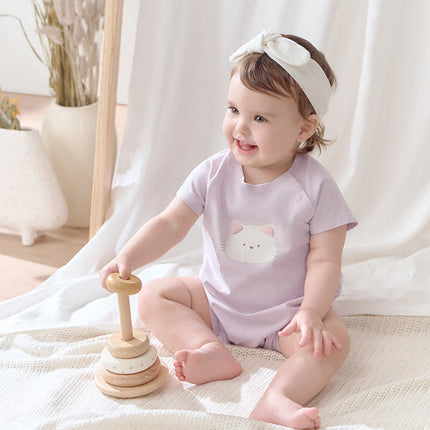Babyy Girls/Boys Summer Purple/Green Short-sleeved Loose Rompers