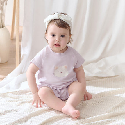 Babyy Girls/Boys Summer Purple/Green Short-sleeved Loose Rompers