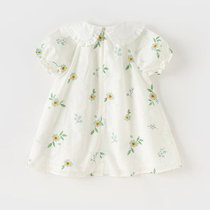 Toddler Girls Summer Cute Floral Print Doll Collar Party Dress