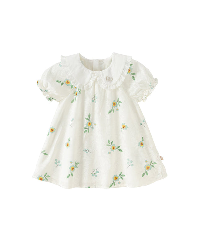 Toddler Girls Summer Cute Floral Print Doll Collar Party Dress