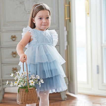 Summer Toddler Girls Sleeveless Layered Mesh Princess Dress