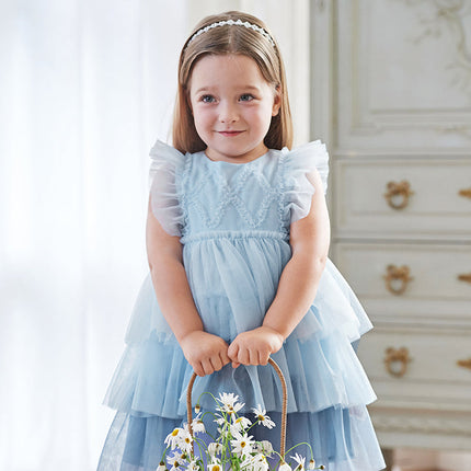 Summer Toddler Girls Sleeveless Layered Mesh Princess Dress