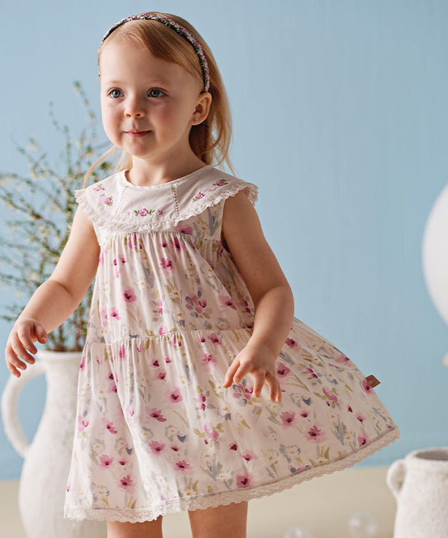 Toddler Girls Summer Floral Print Sweet Casual Sleeveless Vest Dress