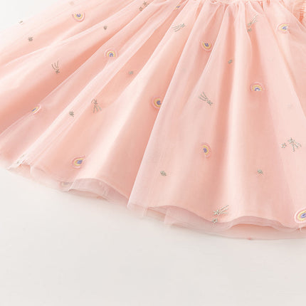Toddler Girls Summer Cute Pink Mesh Princess Dress(wallet bag)