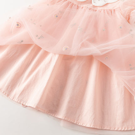Toddler Girls Summer Cute Pink Mesh Princess Dress(wallet bag)