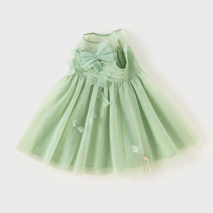Toddler Girls Summer Green Sleeveless Mesh Party A-line Dress