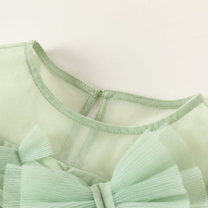 Toddler Girls Summer Green Sleeveless Mesh Party A-line Dress