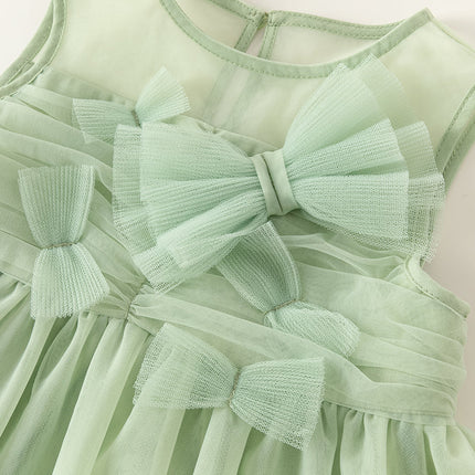 Toddler Girls Summer Green Sleeveless Mesh Party A-line Dress