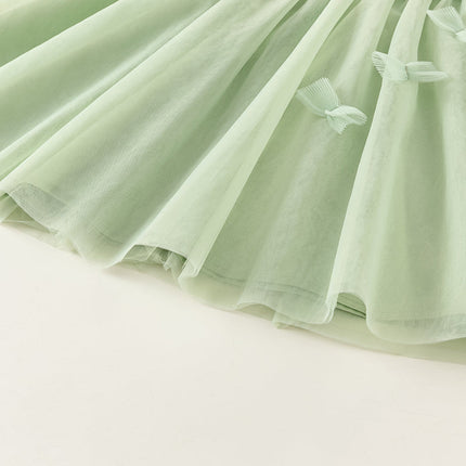 Toddler Girls Summer Green Sleeveless Mesh Party A-line Dress