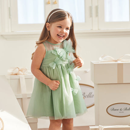 Toddler Girls Summer Green Sleeveless Mesh Party A-line Dress