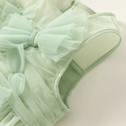 Toddler Girls Summer Green Sleeveless Mesh Party A-line Dress
