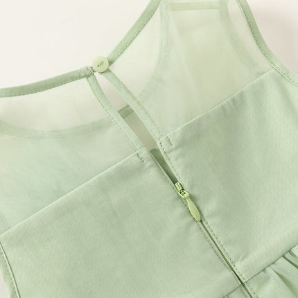 Toddler Girls Summer Green Sleeveless Mesh Party A-line Dress