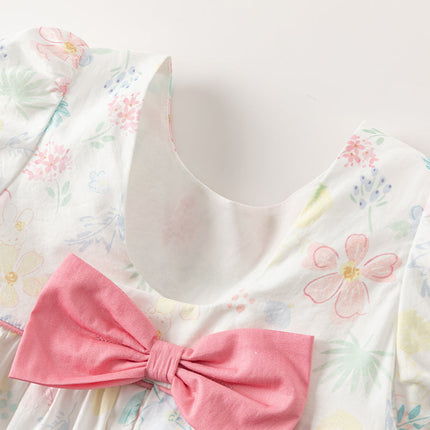 Toddler Girls Summer Cotton Floral Print Classic A-line Dress