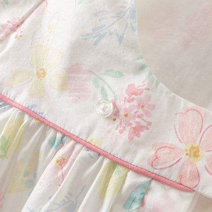 Toddler Girls Summer Cotton Floral Print Classic A-line Dress