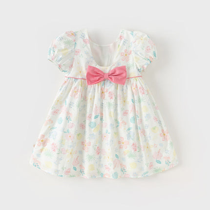 Toddler Girls Summer Cotton Floral Print Classic A-line Dress